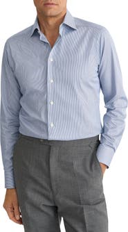 Eton Contemporary Fit Pinstripe Cotton Twill Dress Shirt
