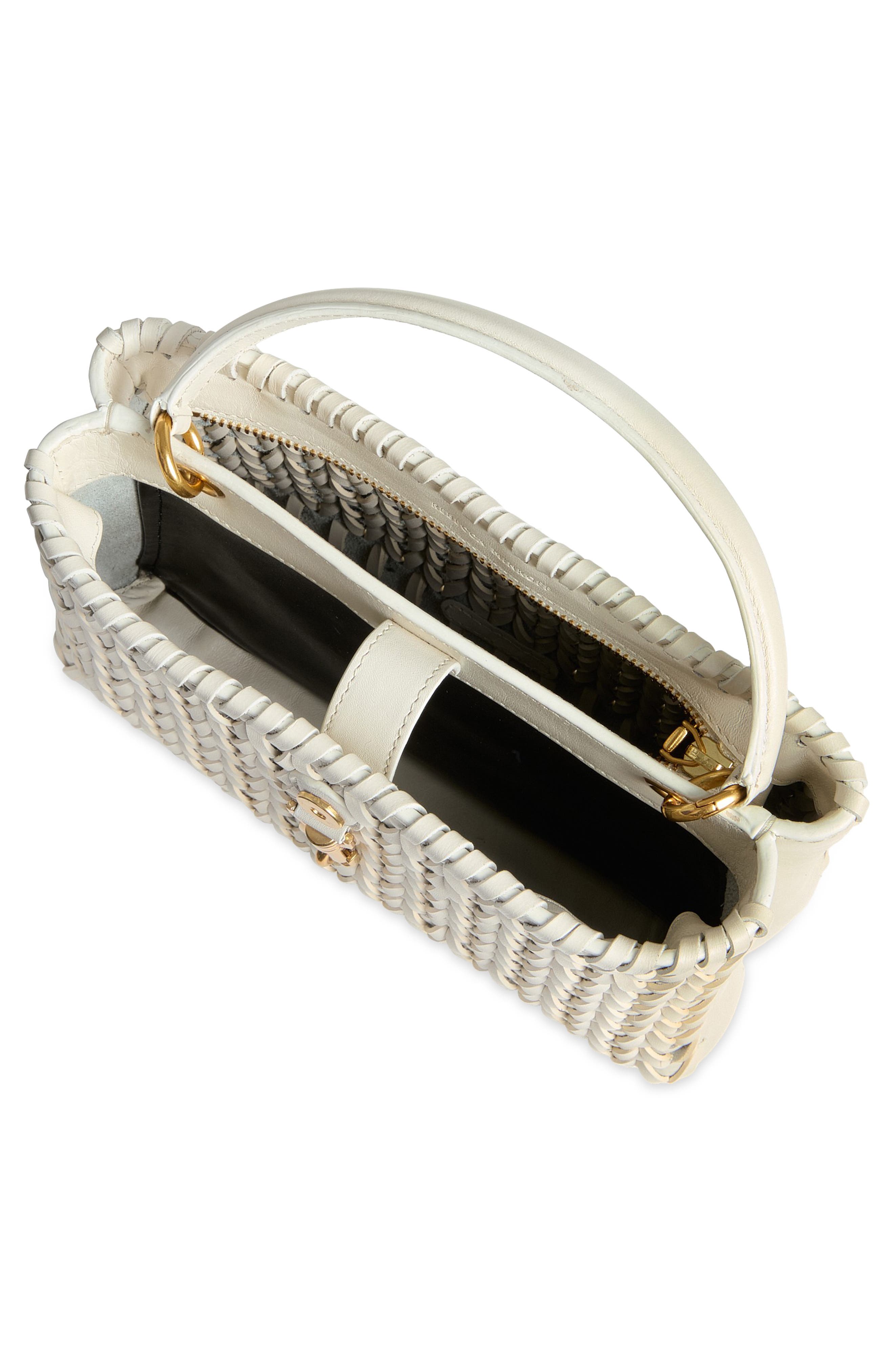 Rebecca Minkoff Megan Woven Top Handle Handbag, Alternate, color, Porcelain