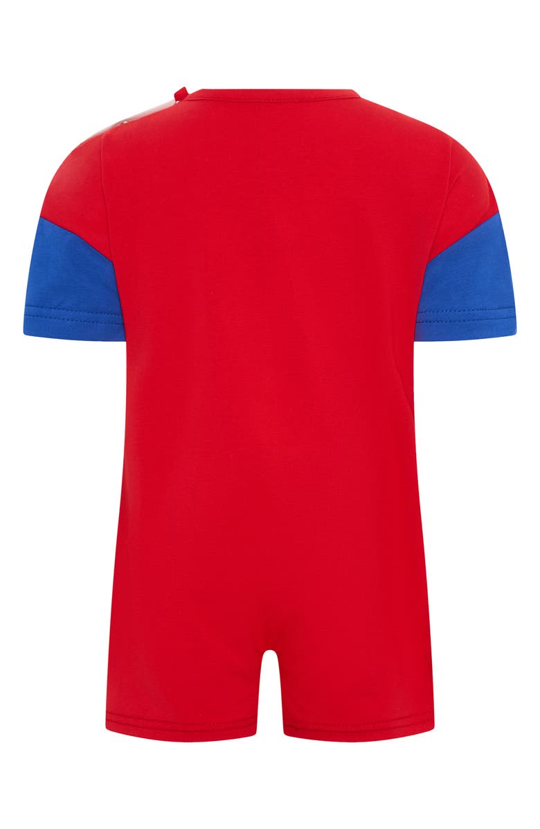 TINY TRIBE Core Colorblock Cotton Romper, Alternate, color, Red