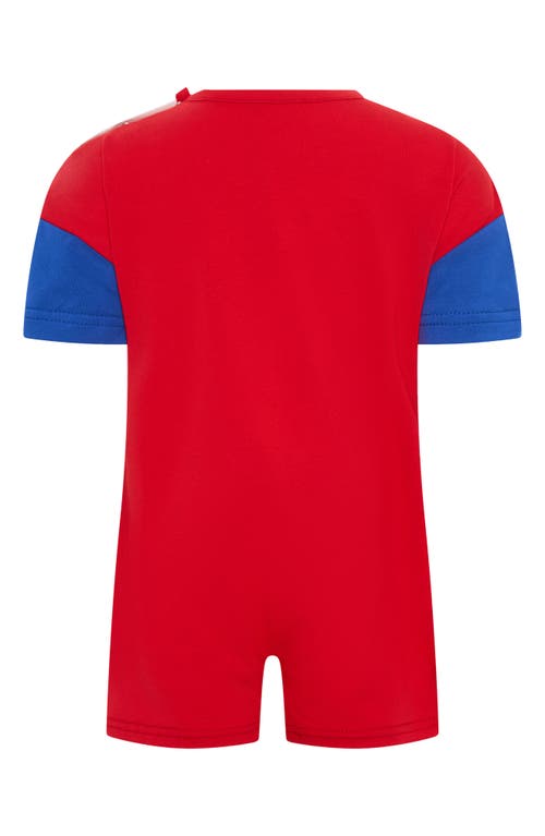 Tiny Tribe Core Colorblock Cotton Romper In Red
