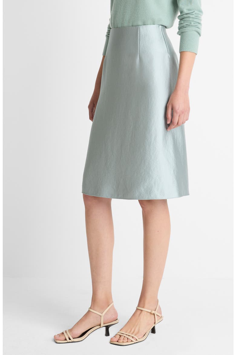 Pebbled Satin Skirt, Alternate, color, ALOE STONE