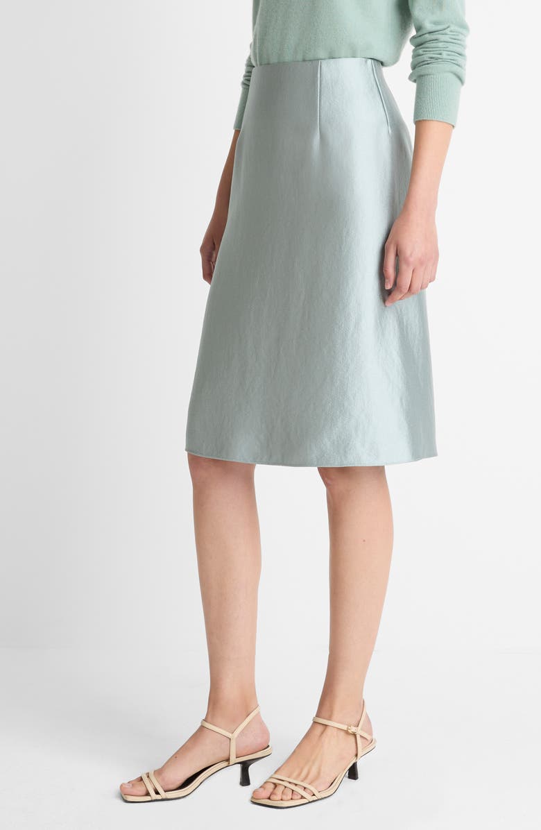 Vince Pebbled Satin Skirt, Alternate, color, Aloe Stone
