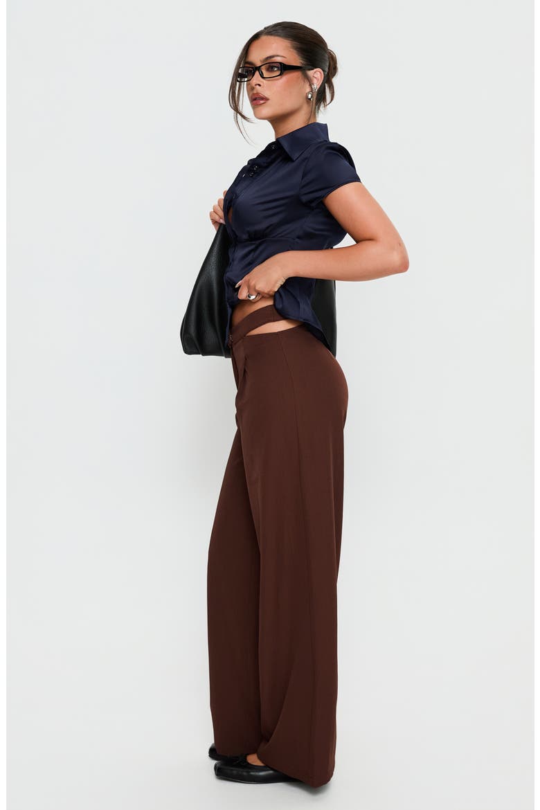 Alys Cutout Straight Leg Pants, Alternate, color, BROWN