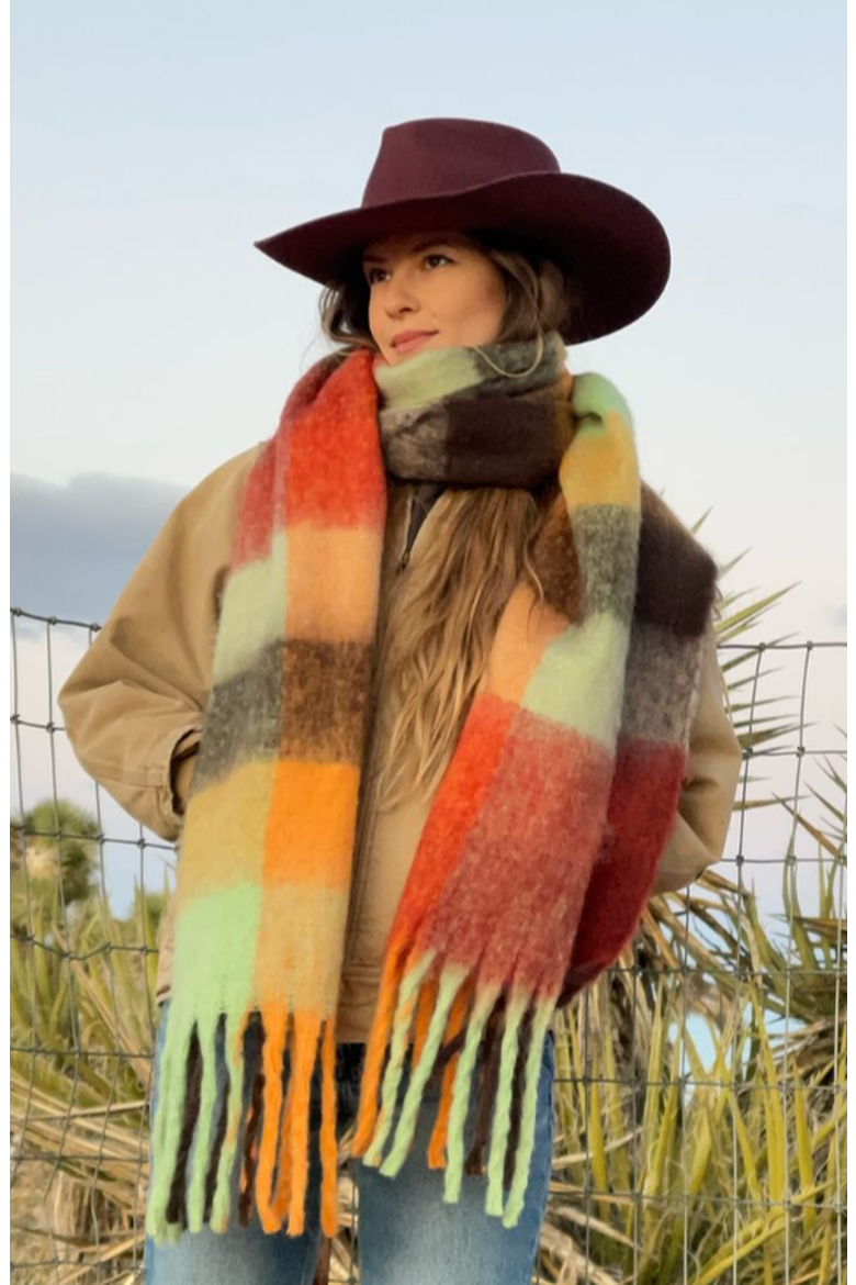 Kiki Scarf, Alternate, color, Brown / Orange / Green / Red