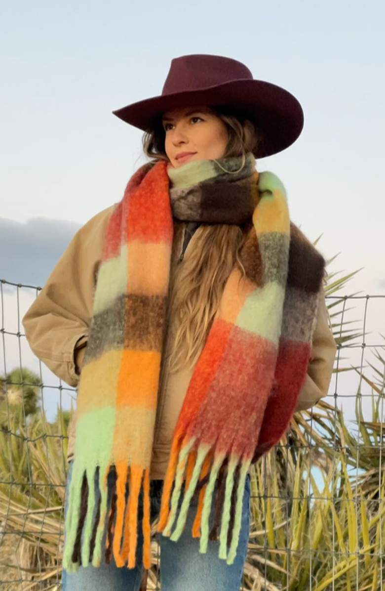 W Y E T H Kiki Scarf, Alternate, color, Brown / Orange / Green / Red