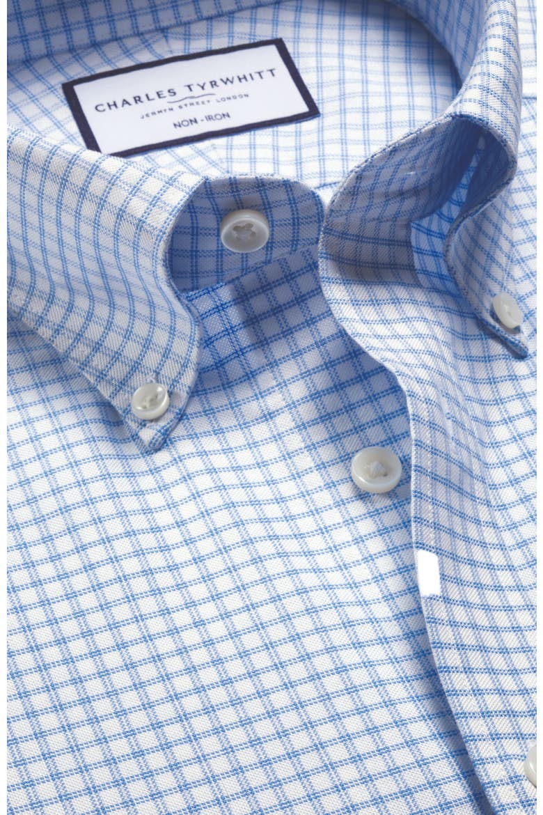 Non-Iron Stretch Oxford Check Shirt, Alternate, color, Cornflower Blue