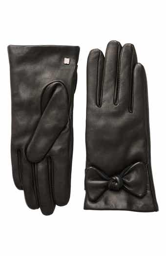 Cashmere Lined Leather Bow Gloves