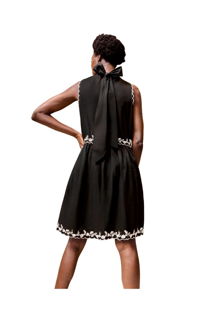 Ro&Zo Embroidered Scallop Short Dress, Alternate, color, Black