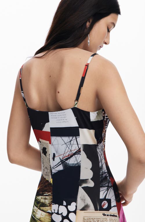 Desigual Mix Print Midi Dress In White Multi