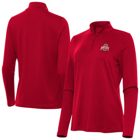 Women's Antigua  Scarlet Ohio State Buckeyes Reprocess Quarter-Zip Top