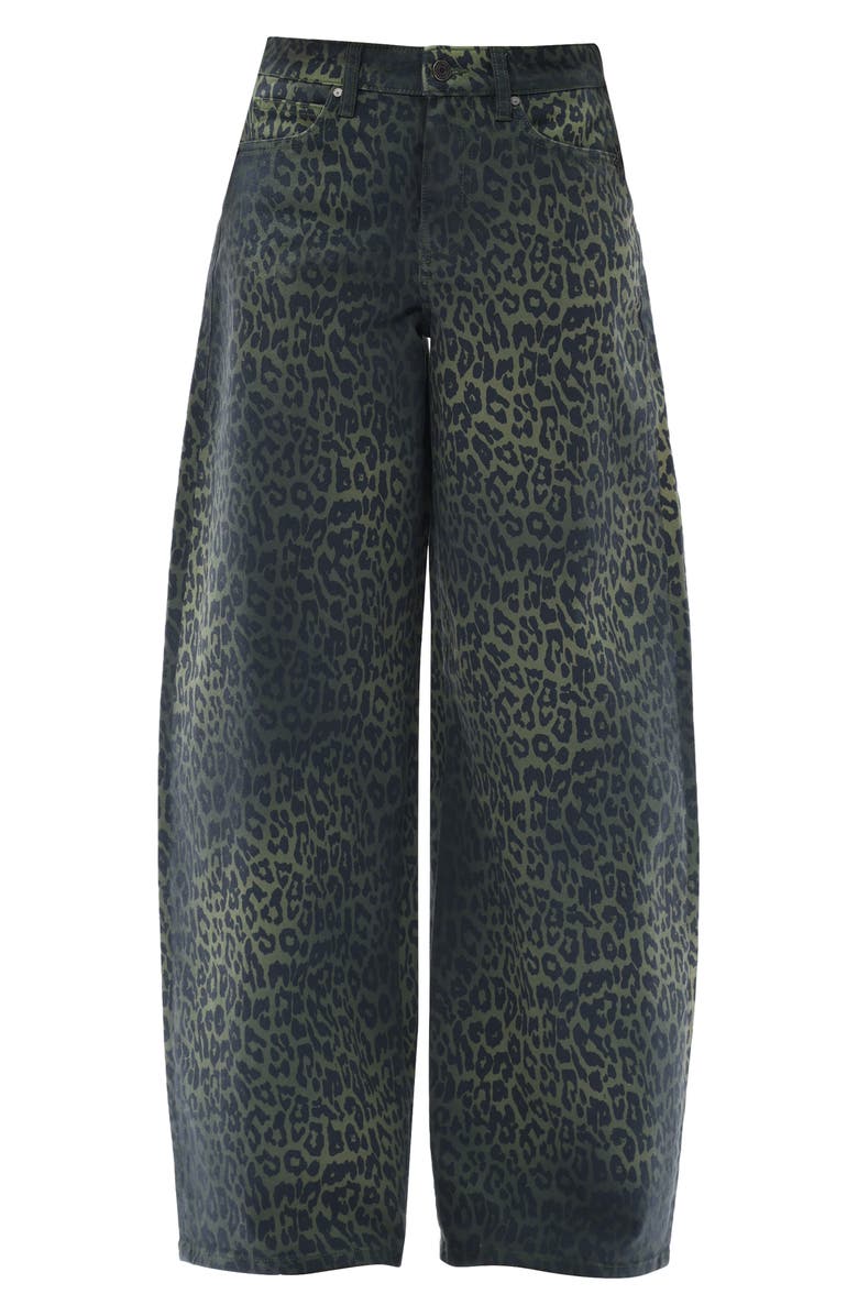 Bayeas Ombré Leopard Print High Waist Barrel Jeans, Alternate, color, Green