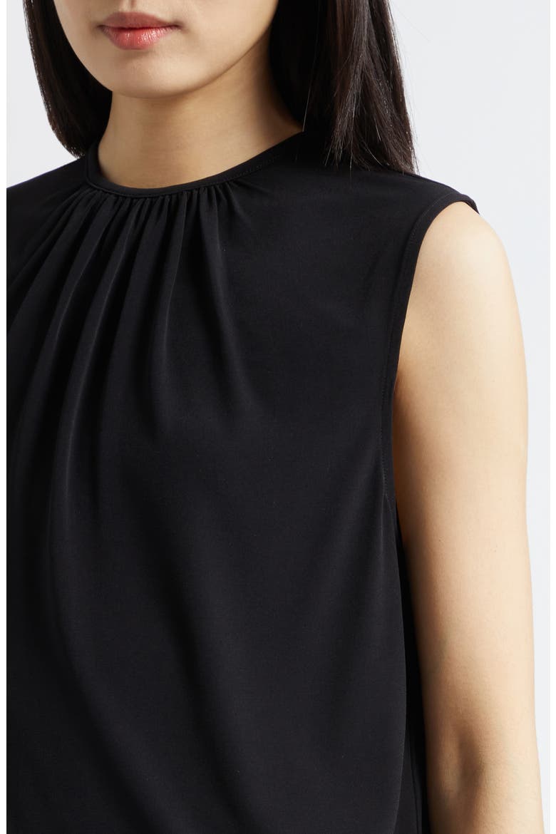Gathered Jewel Neck Top, Alternate, color, BLACK