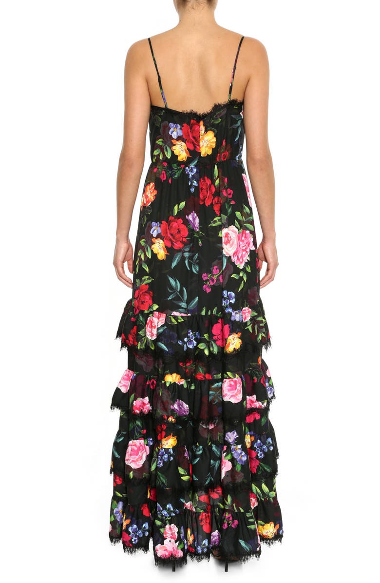 Marchesa Notte Floral Print Crepe Maxi Dress, Alternate, color,