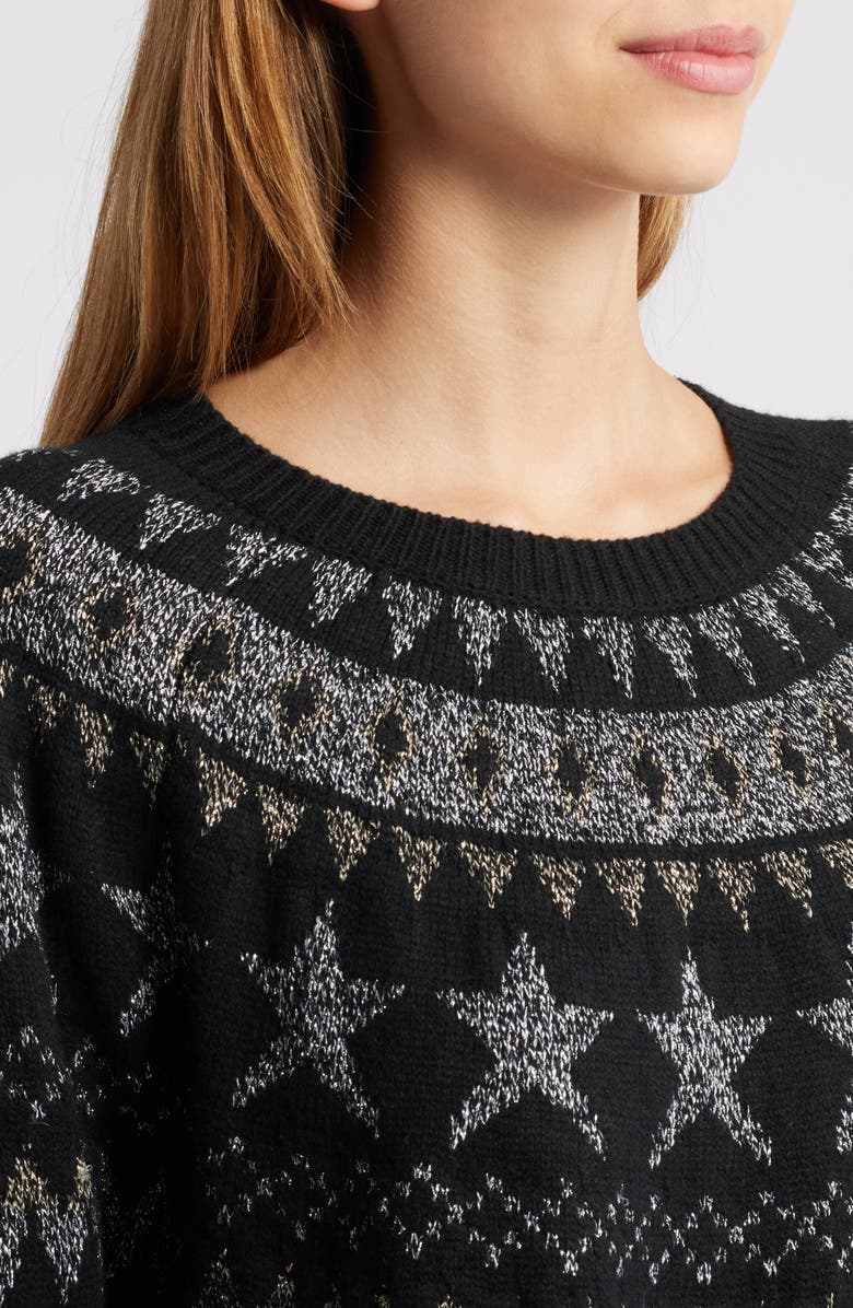Rails Zoey Fair Isle Metallic Cotton & Wool Blend Sweater, Alternate, color, Metallic Fair Isle