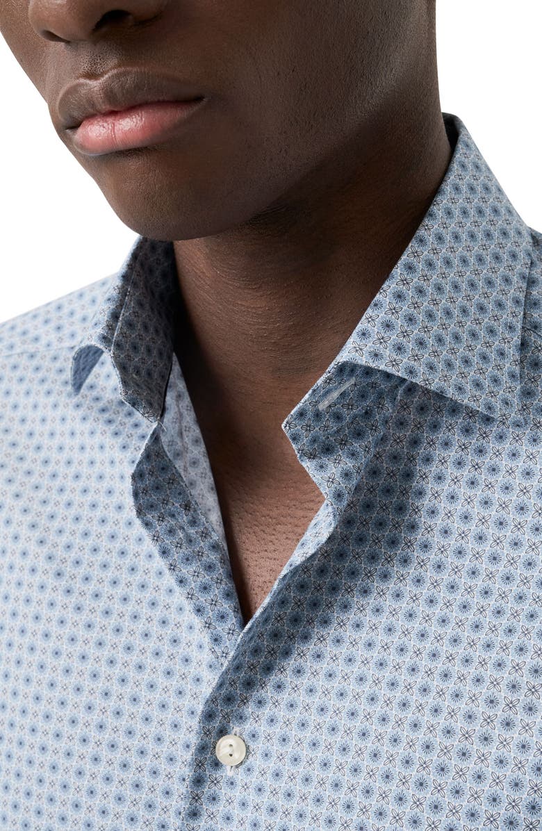 Eton Slim Fit Floral Medallion Organic Cotton Dress Shirt, Alternate, color, Medium Blue