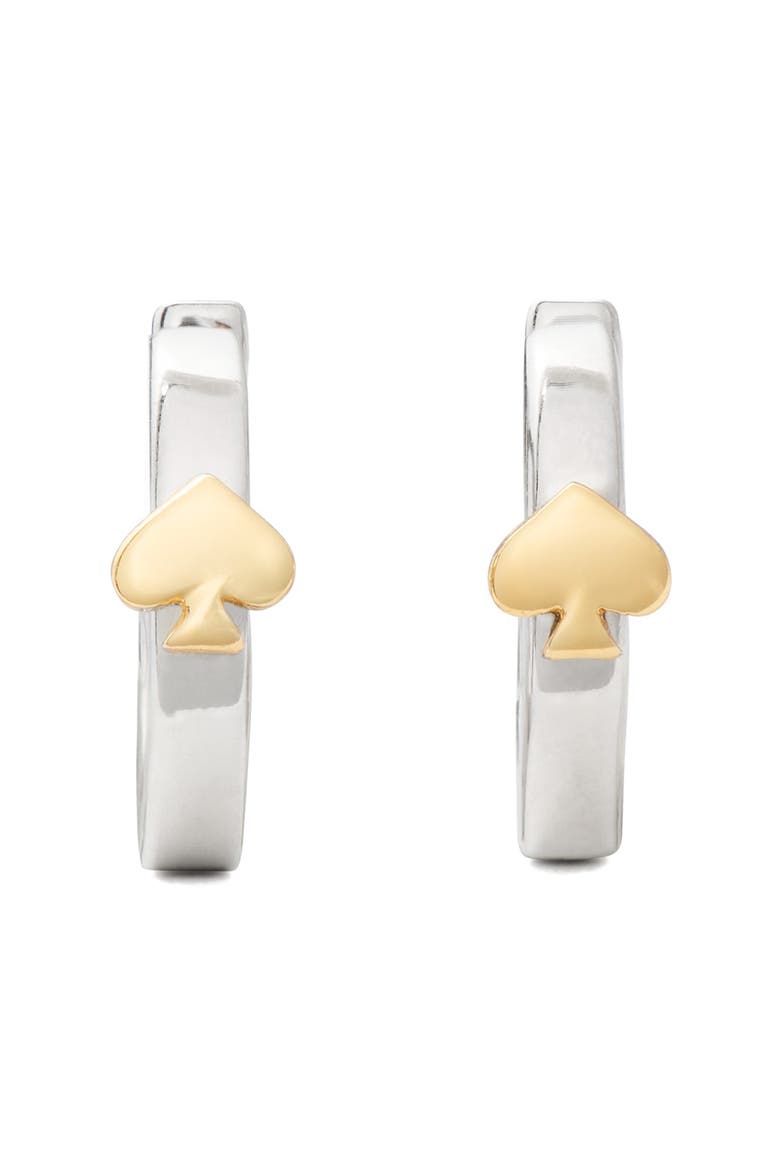 everyday spade huggie hoop earrings, Main, color, SILVER/ GOLD