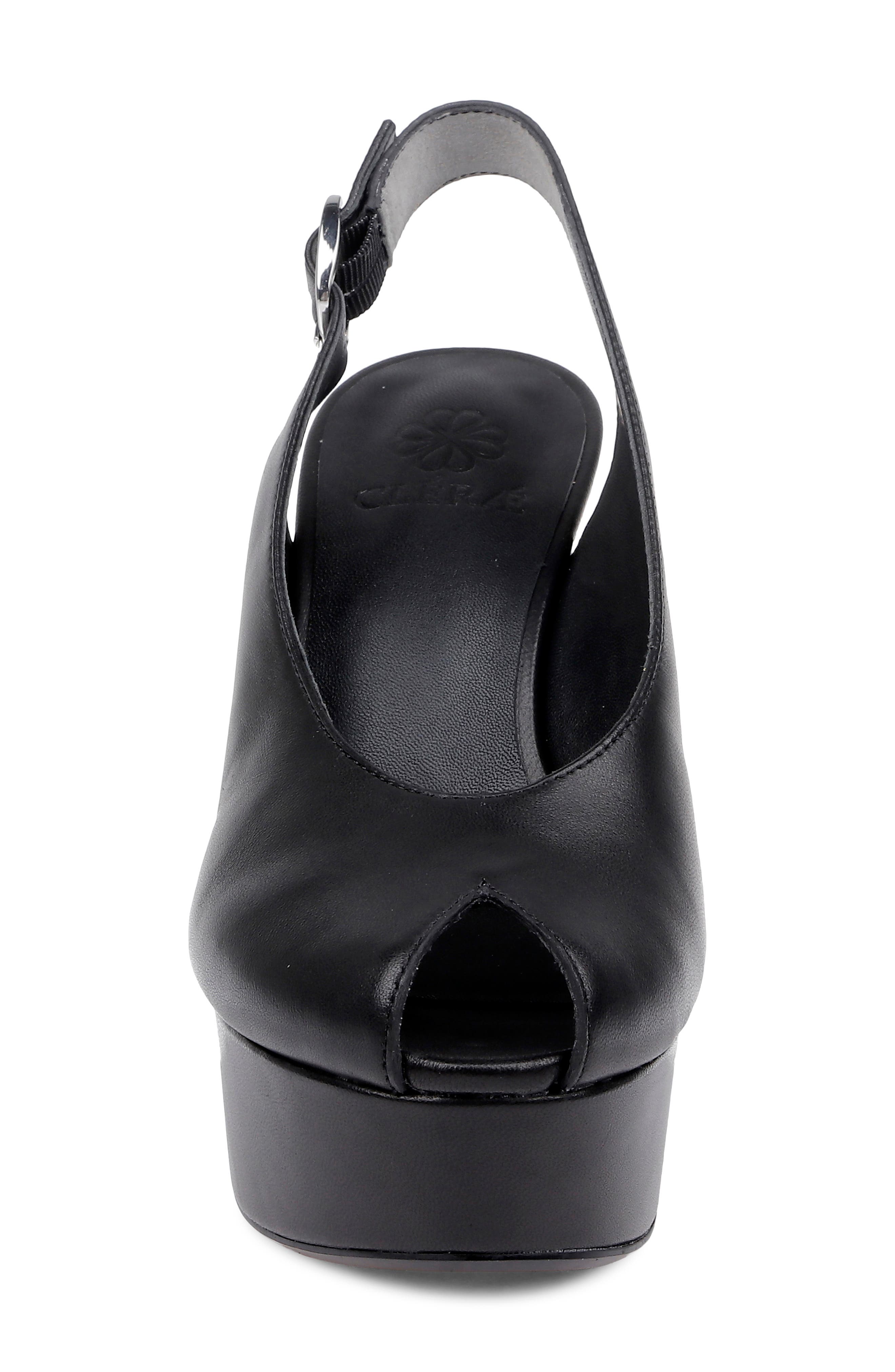 CLERAE Devi Slingback Platform Wedge Sandal, Alternate, color, Black Leather