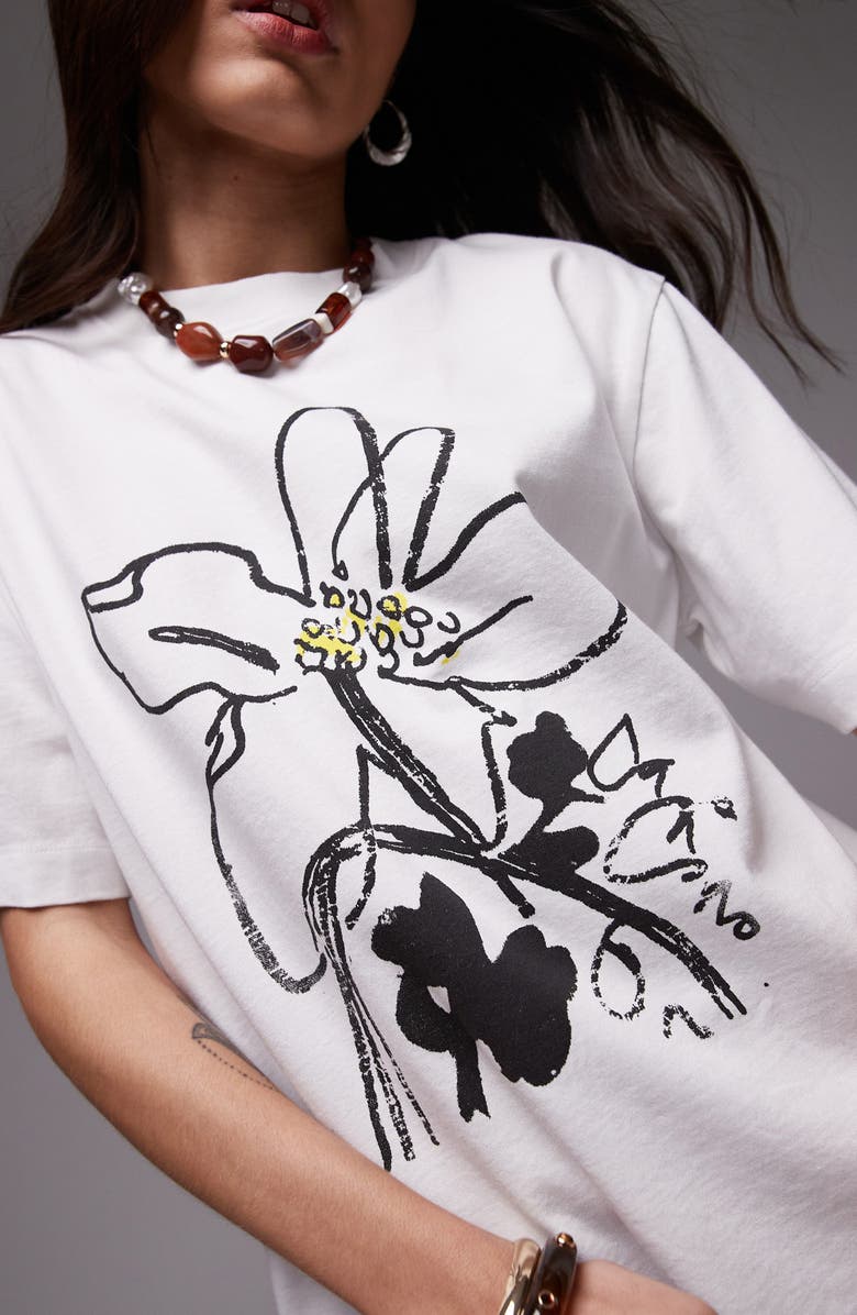 Topshop Floral Oversize Graphic T-Shirt, Alternate, color, 