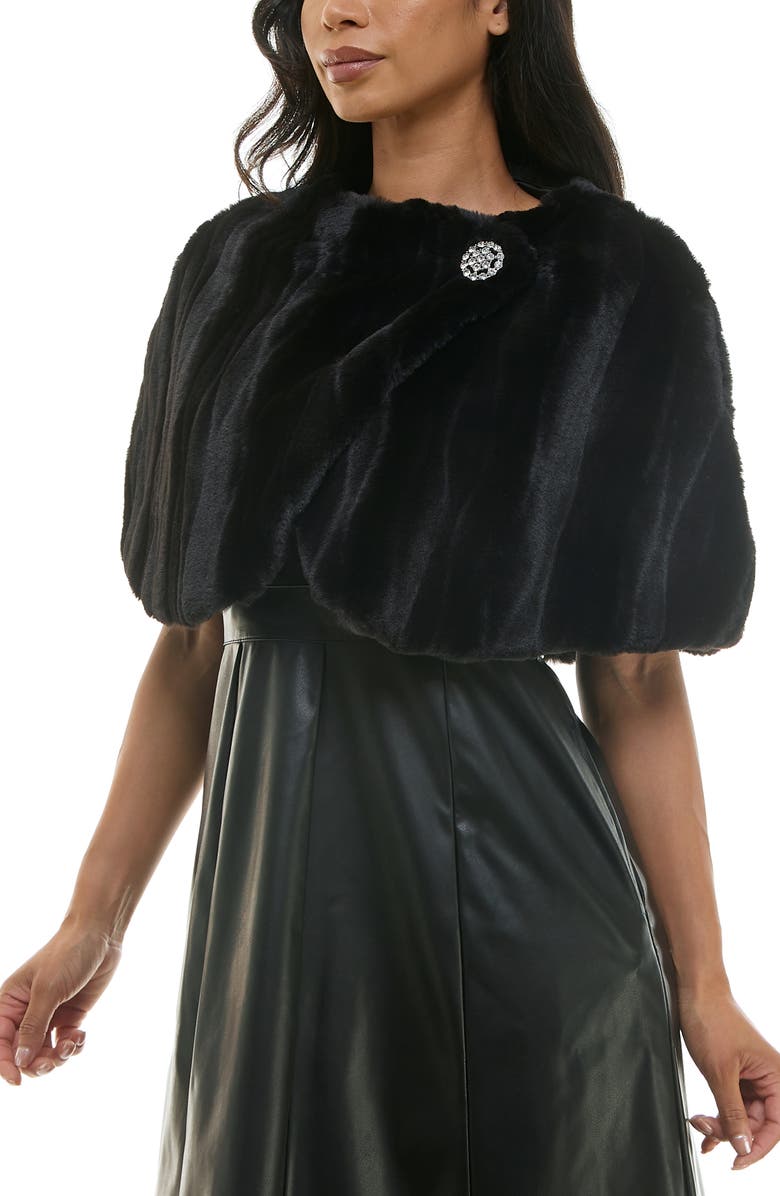 Nina Leonard Faux Fur Wrap Capelet, Alternate, color,