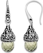 SAMUEL B. Sterling Silver Green Quartz Drop Earrings