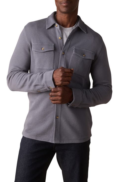 Looped Terry Button-Up Shirt