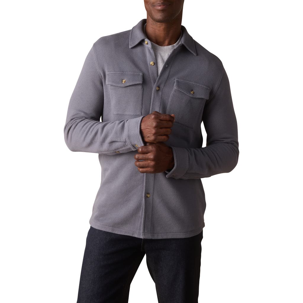 The Normal Brand Looped Terry Button-up Shirt In Blue