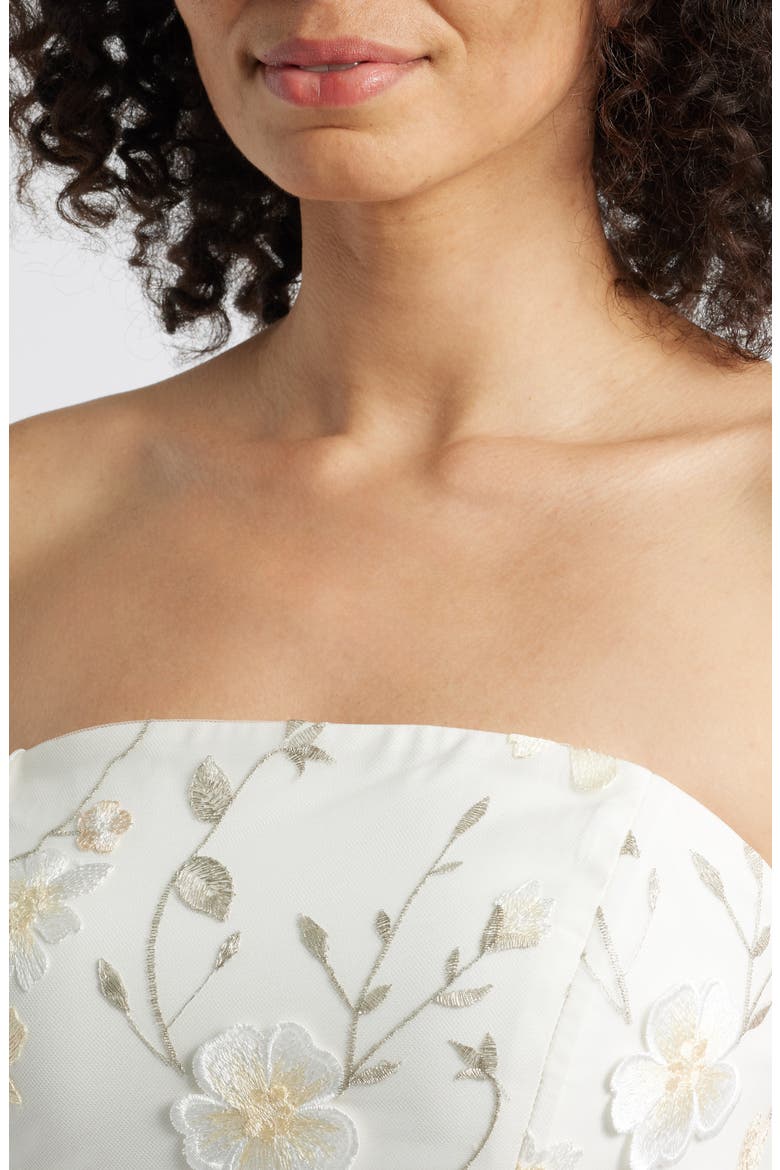 3D Flower Strapless Midi Dress, Alternate, color, WHITE/ CREAM