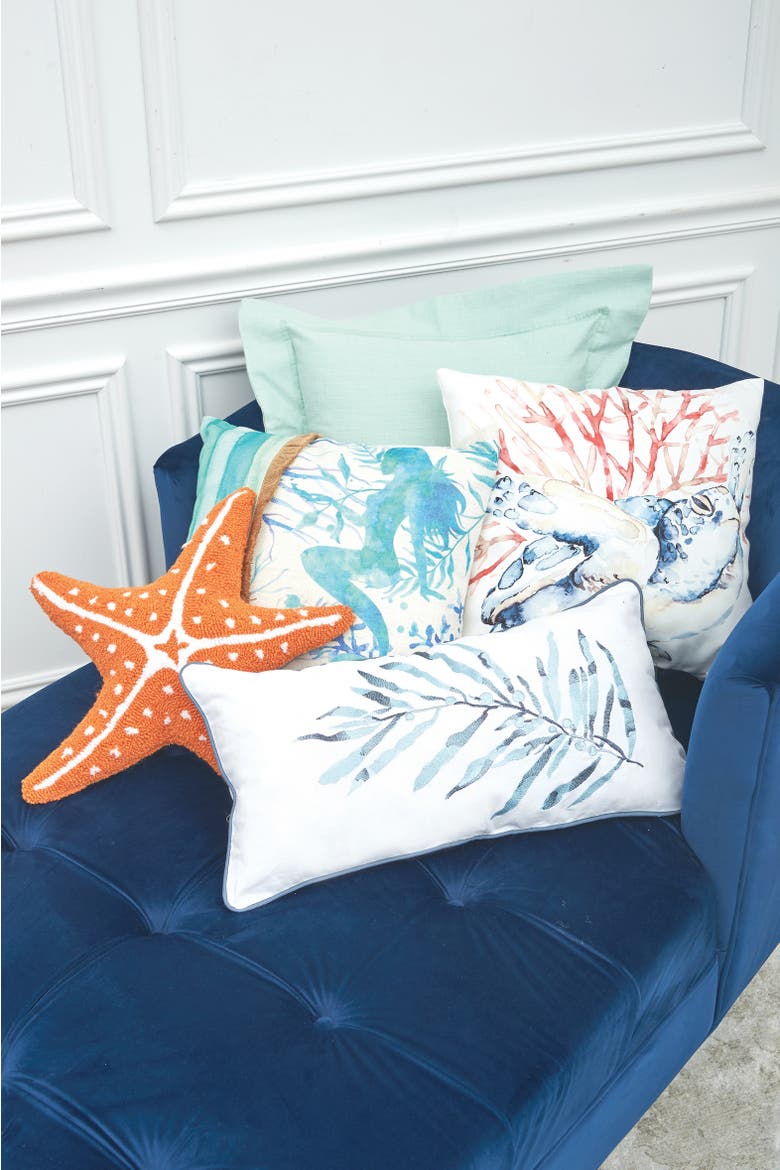 Mermaid 2 Embroidered Accent Throw Pillow, Alternate, color, Blue