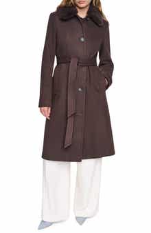 Faux Fur Collar Faux Wool Coat