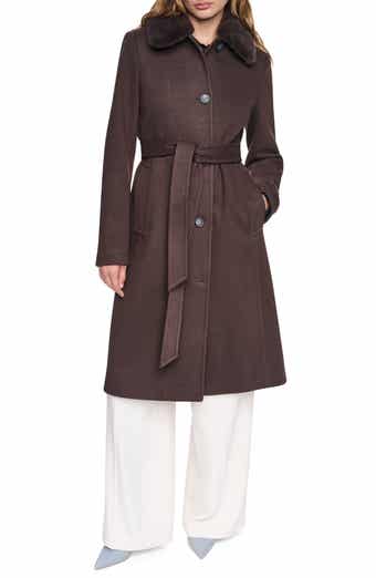 Faux Fur Collar Faux Wool Coat