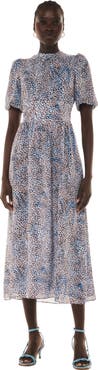 Whistles High Neck Fit & Flare Midi Dress