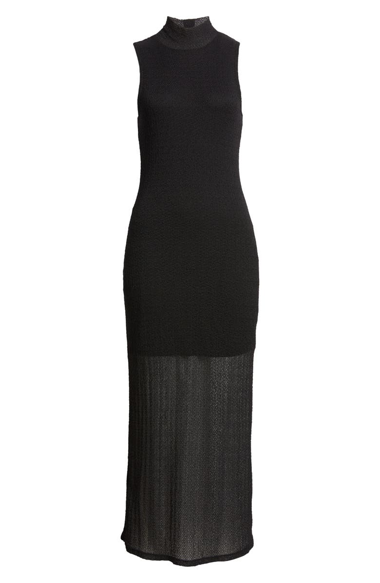 FRAME Mock Neck Mesh Maxi Dress, Alternate, color, Black