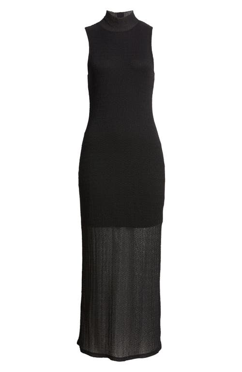 Frame Denim Mesh Mock Neck Maxi Dress In Black