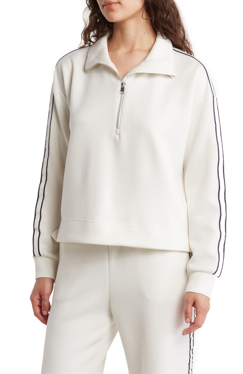 ELIE ELIE TAHARI Quarter Zip Long Sleeve Crop Top, Main, color, 