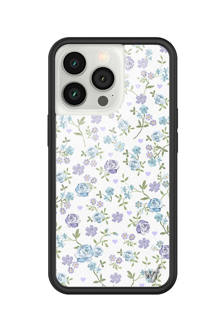 Lilac & Blue Floral iPhone Case, Alternate, color, White