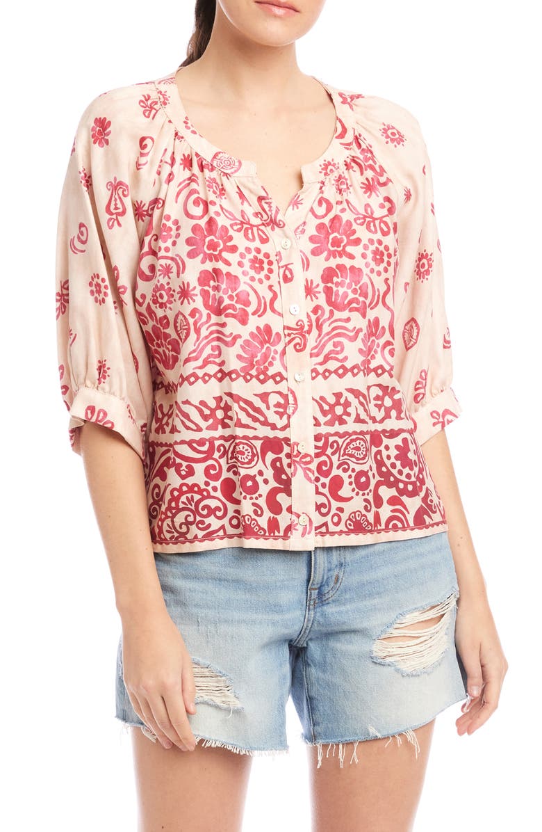 FIFTEEN TWENTY Rilyn Border Print Button-Up Shirt, Main, color, 