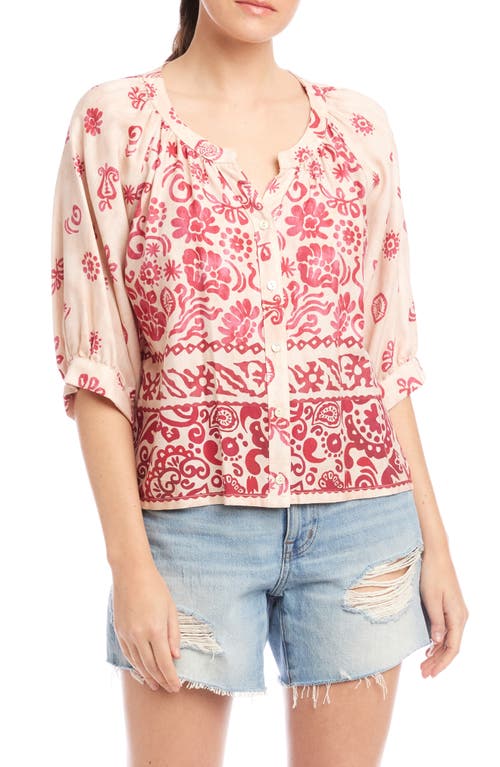 FIFTEEN TWENTY FIFTEEN TWENTY RILYN BORDER PRINT BUTTON-UP SHIRT