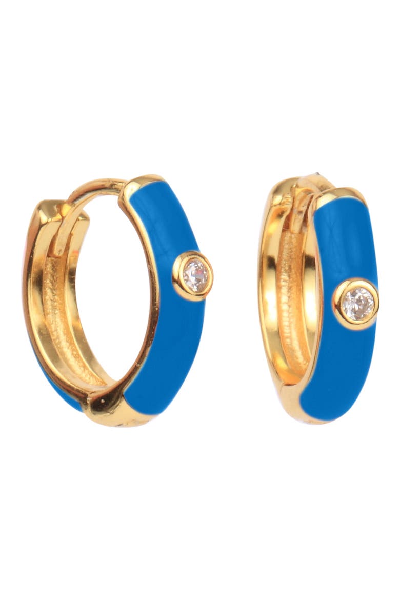 Enamel Huggie Hoops, Main, color, Royal Blue