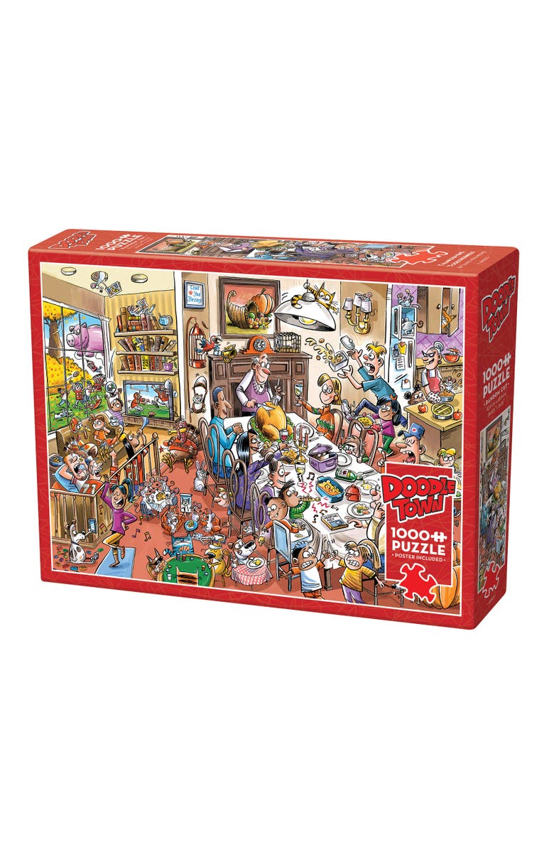 DoodleTown Thanksgiving Togetherness 1000 Piece Puzzle, Main, color, Multicolored