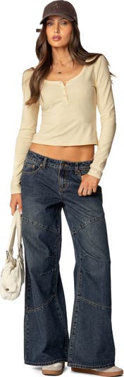 Leah V-Neck Long Sleeve Henley