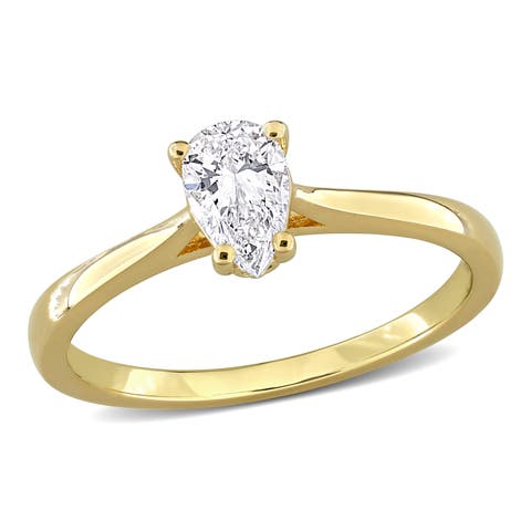 1/2 CTW Lab Grown Diamond Pear Solitaire Ring