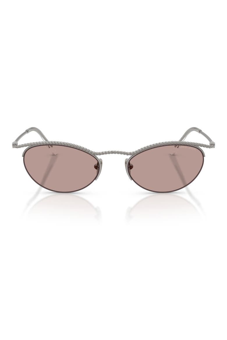 50mm Semi Rimless Butterfly Sunglasses, Main, color, SHINY GUNMETAL / PURPLE BROWN