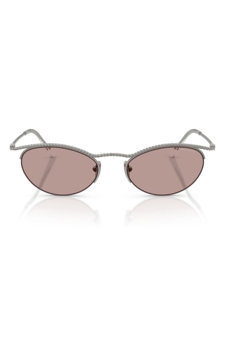 AX Armani Exchange 50mm Semi Rimless Butterfly Sunglasses, Main, color, Shiny Gunmetal / Purple Brown