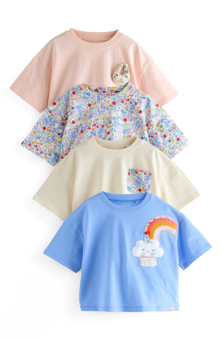 NEXT Kids' Assorted 4-Pack Cotton T-Shirts, Main, color, Multi White