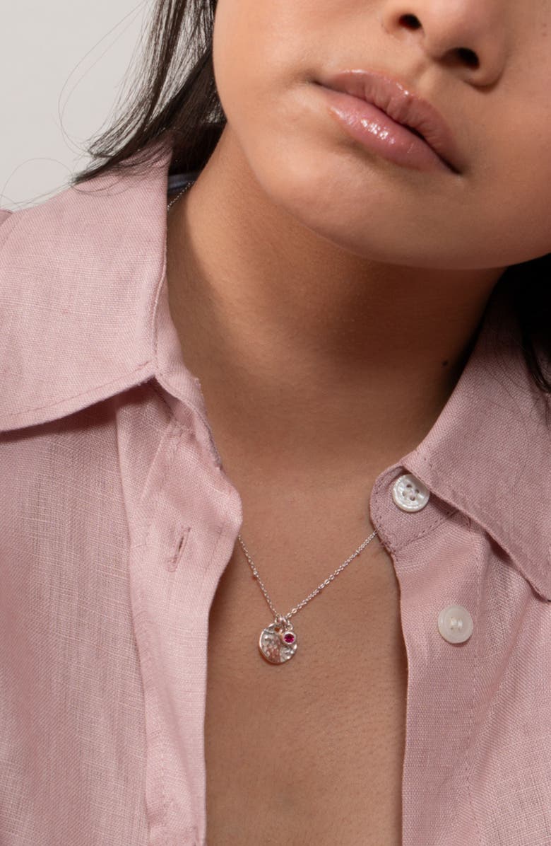 Dower & Hall Hammered Disc & Ruby Array Necklace, Alternate, color, Sterling Silver