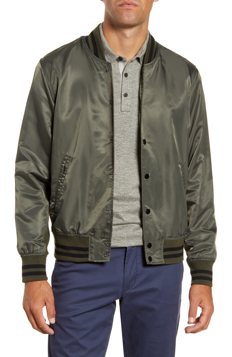 Mills Supply by Splendid Nylon Varsity Bomber Jacket, Main, color, 