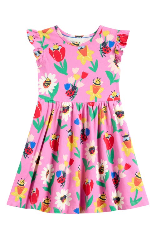 Mini Boden Frill Sleeve Jersey Dress Sugared Lilac Spring Garden Girls Boden In Sugared Lilac Spring Garden