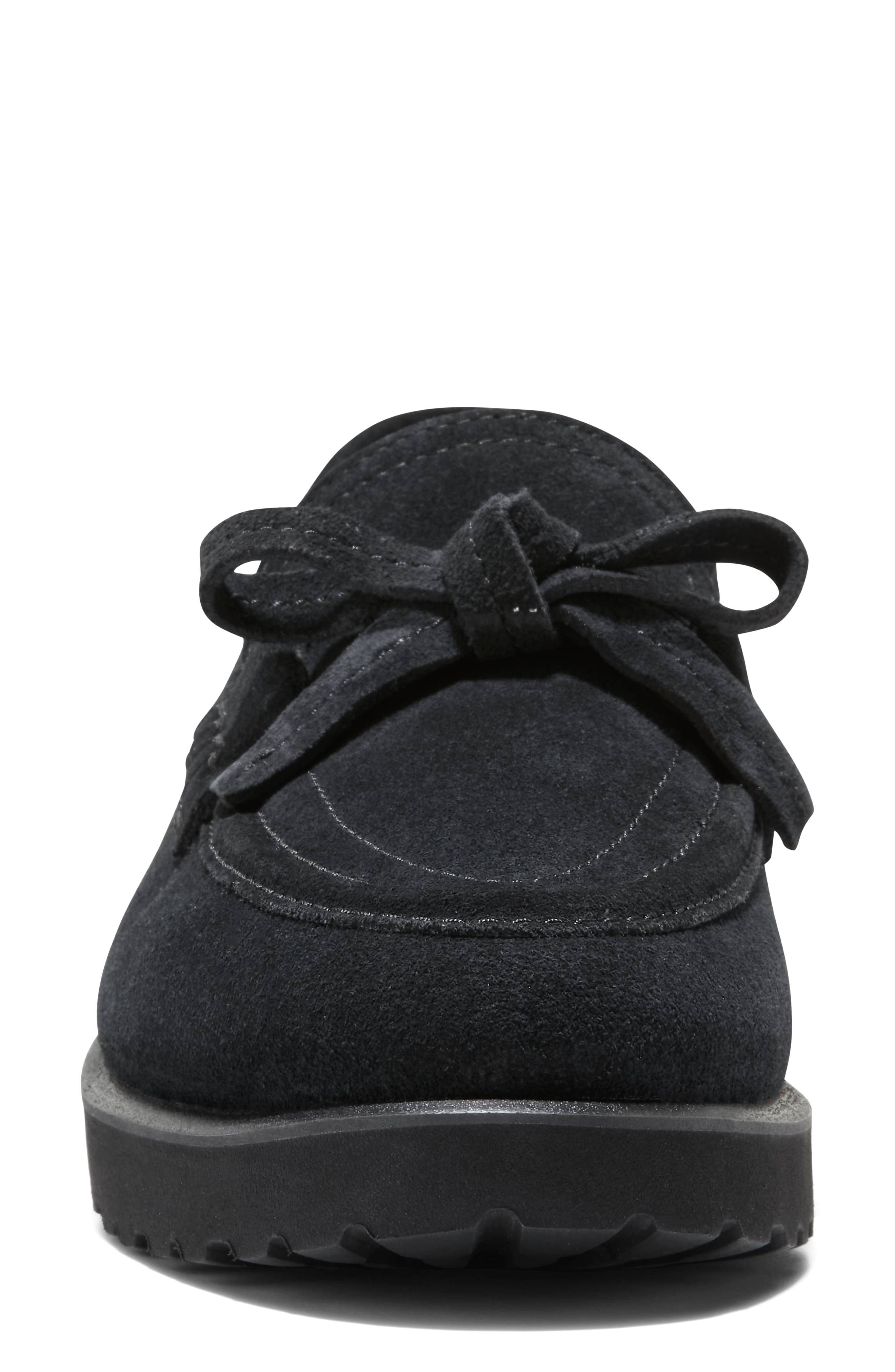 Gwendolyn Leather Bow Loafer, Alternate, color, BLACK