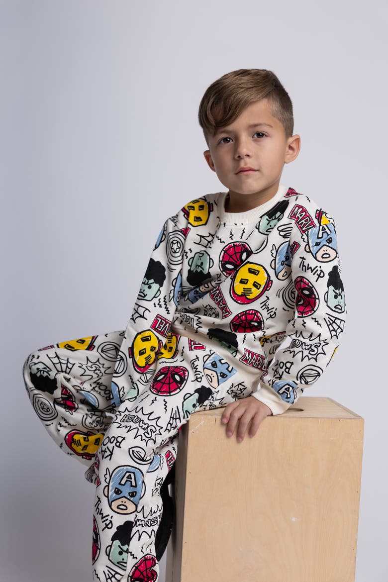 Avengers Fleece 2-Piece Sweatshirt and Pants Set, Alternate, color, Ivory
