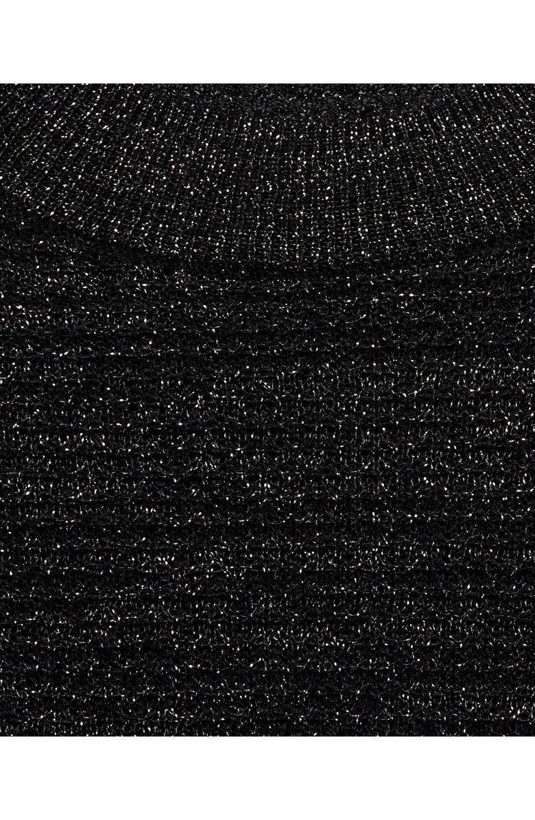 MANGO Short Sleeve Metallic Crewneck Sweater, Alternate, color, Black